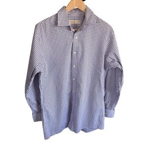 Michael Kors Men's Checkered Plaid Button-Up Dress Shirt Purple/White 15.5 32/33